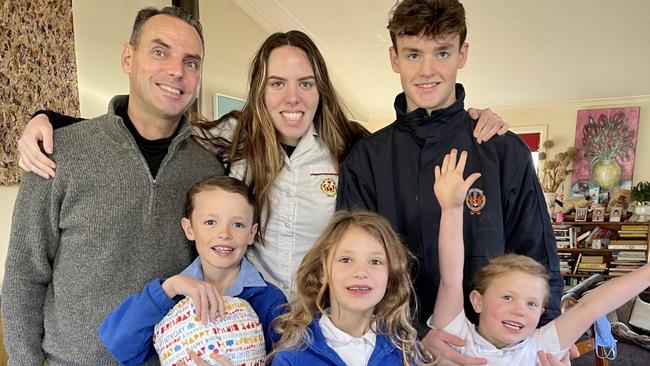 Daniel Duggan and his children at their Orange, NSW, home. Picture: Supplied