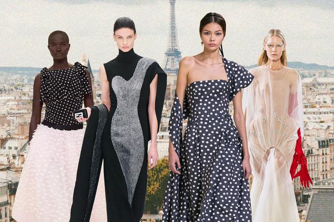 Above (L-R): Chanel, Fendi, Dior, Jean Paul GaultierClothes so light they could float—these were the garments that proliferated at Haute Couture Week in Paris. Tulle and chiffon were the operative fabrics for spring/summer 2024, foaming and skimming the body like vapour. At Chanel, Virginie Viard sent ballerinas down the runway, balancing tweed with tutus and bows with skirts spun from sugar; at Armani Privé’s ‘Haute Couture en Jeu’, gowns were aqueous and semi-translucent. Valentino’s Pierpaolo Piccioli noted that this lightness was also of figurative importance in the context of haute couture. Here the petites mains toil, but keep their labour imperceptible.“You don’t have to feel the weight of the technique and of the handmade, because ultimately couture is about the illusion of effortlessness,” said Piccioli. “The technique must disappear so as not to lose the magic—a magician remains a magician only until he reveals his secrets.”Piccioli wove this illusion into chromatic gowns and capes and coats. Elsewhere, at Fendi, Kim Jones’s illusion was textural; he abandoned both fur and faux-fur for trompe l’œil embroidery, tufting skirts and outerwear from densely sewn filaments. A robot baby at Schiaparelli, where Daniel Roseberry wrangled with questions of creativity in the AI age, certainly felt like a form of magic. At Jean Paul Gaultier, guest couturier Simone Rocha lifted looks from fantasy. Sailor girls! Gothic brides! Temptresses, sprites and Rococo faes!But it was John Galliano whose illusions staggered most. Beneath the arch of the Pont d’Alexandre III at night, in a rain-soaked café, Maison Margiela conjured characters from Brassai’s Parisian nightlife. Porcelain-faced apparitions wore Belle Epoque gowns; eyeless figures sported merkins over their underwear, pubic hair visible through watercolour tulle.Below, our trend report from the haute couture spring/summer 2024 runways.Sign up to the Vogue newsletter