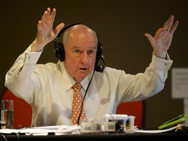 Talkback host Alan Jones broadcasting his show. Picture: Jonathan Ng