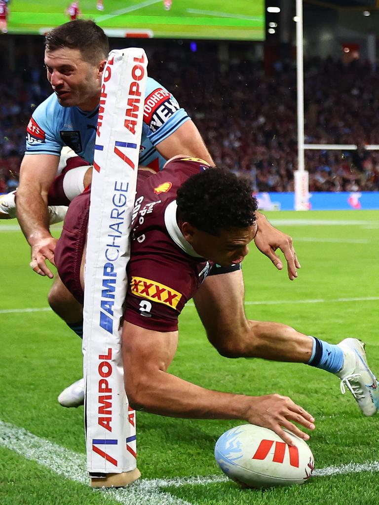 Repeating the dose against James Tedesco in 2023. Picture: Chris Hyde/Getty Images