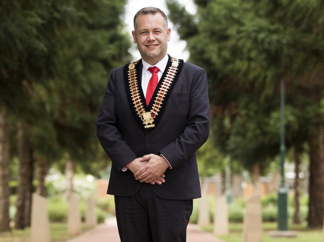 Dubbo Regional Council Mayor Ben Shields pictured in Victoria Park ahead of Prince Harry and Meghan Markle visiting the regional city of Dubbo. Picture: Dylan Robinson