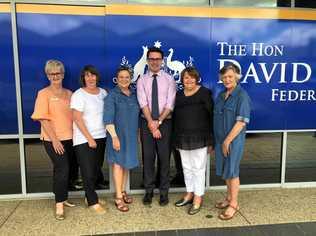 Bronwyn Luxon, Dalby Hospital Director of Nursing, Maree Wylie, Palliative Care Coordinator, Linda Marsh, Zonta Club, MP David Littleproud, Denise Jeitz, and Di Shea, Zonta Club. Picture: Contributed