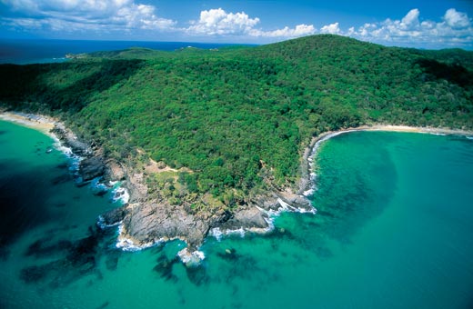 Aerial shot of Noosa National Park. Photo: Courtesy of Tourism Queensland