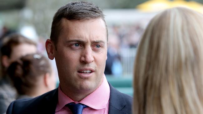 Race 6. Trainer Tony Gollan - Jim Byrne rode No1 Alma's Fury to win race 6, City of Ipswich EyeLiner Stakes Handicap at the Ipswich Races at Bundamba Race Track. Pic Mark Cranitch.