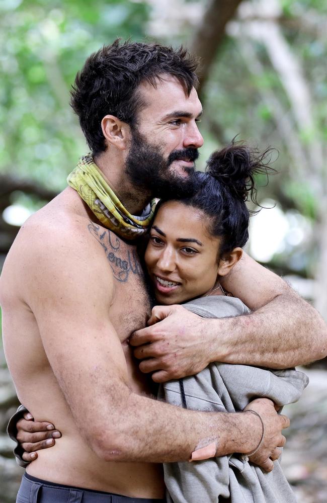 Survivor All Stars' Brooke and Locky said they were conscious of not showering. Picture: Ten