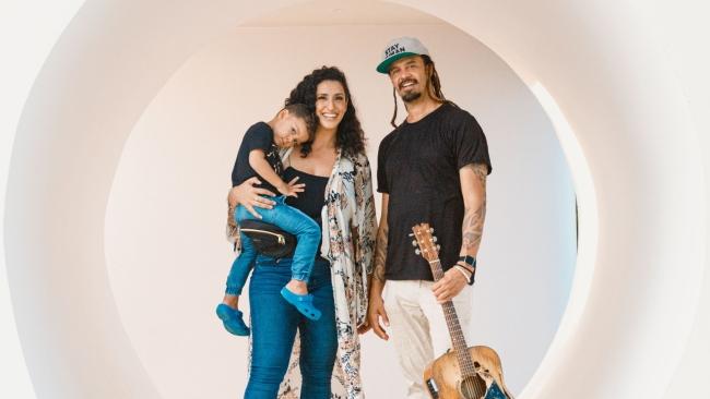 Michael Franti with wife Sara and son Taj.