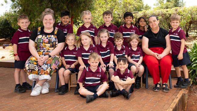 My First Year 2023: Mary MacKillop Catholic College, Highfields Prep C students with Anabel Austin (left) and Mel Skewes. February 2023 Picture: Bev Lacey