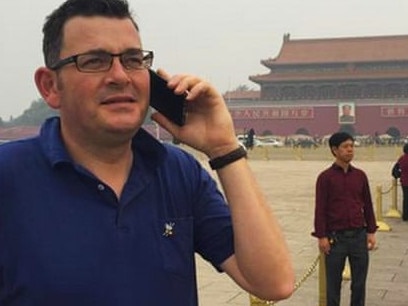 Australian MP Daniel Andrews in Tiananmen Square, China, this month. Andrews says he believes all Victorian ministers should visit China. Photograph: @danielAndrewsMP/Twitter