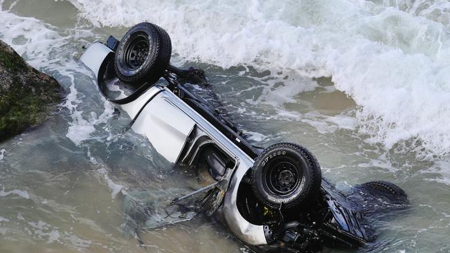 The ute remains in the briny deep. Picture: Glenn Hampson