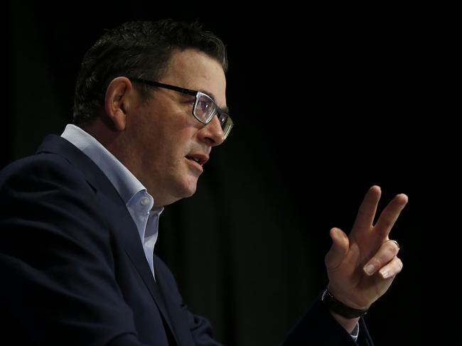 Daniel Andrews addresses the media today. Picture: Getty Images.