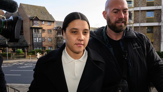 Sam Kerr arrives at Kingston-Upon-Thames Crown Court. Photo by Leon Neal/Getty Images