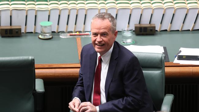 Opposition Leader Bill Shorten in Question Time in the House of Representatives Chamber, Parliament House in Canberra. Picture Kym Smith