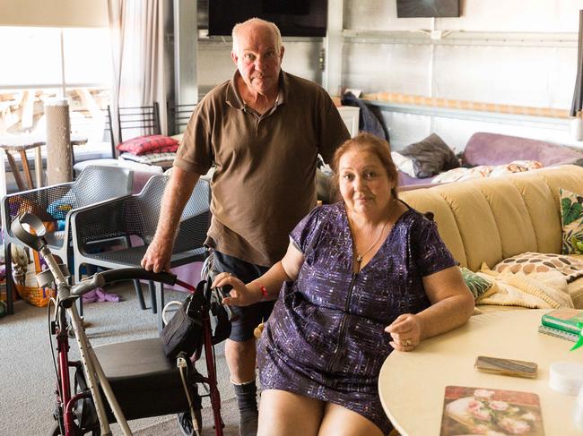 John and Cathy Fawbert pictured in their shed, which doubles as their home, in Yowrie. Picture: Ben Marden