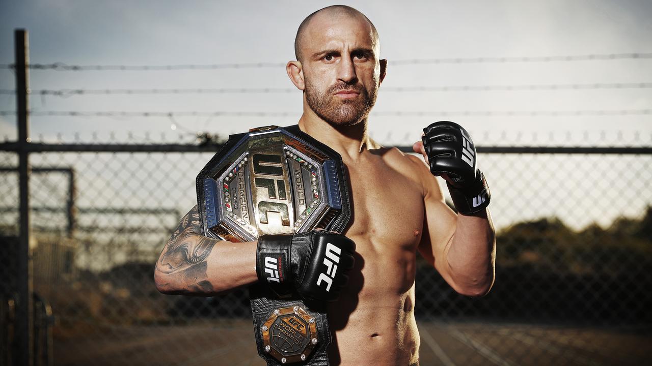 UFC featherweight champion Alexander Volkanovski pictured at The Carriage Works in Sydney today. Alex defends his title in a fortnight. Picture: Sam Ruttyn