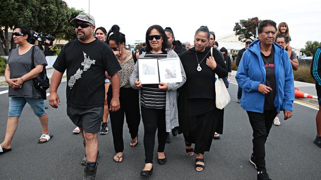 Families of the victims heading to the Mataatua after visiting White Island. Picture: Adam Yip