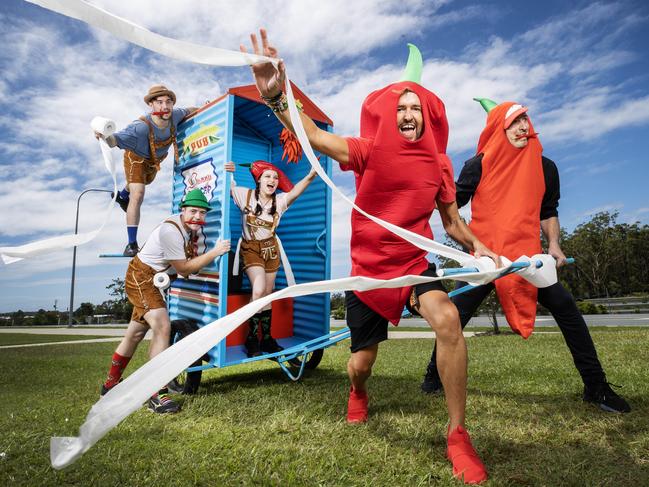 Chilli’s Jason O’Connor and Scotty Barry at the Sunshine Coast's Chilli Festival and Dunny Derby race. Picture: Lachie Millard