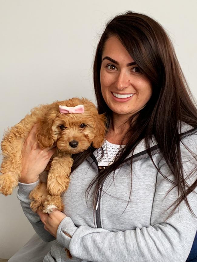 Del Busso with her cavoodle named Meatball. Picture: Supplied