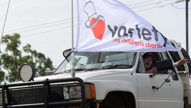 Variety flies their flag in the NT Ute Run in Hidden Valley. Picture: (A)manda Parkinson