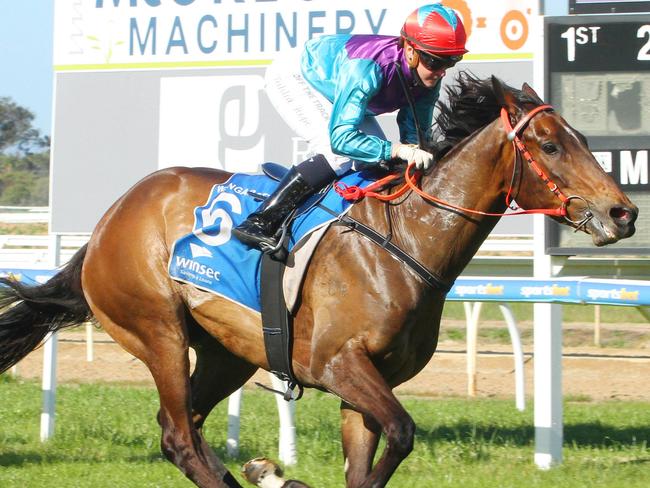 Wascaly (NZ) ridden by Tahlia Hope wins the Peards Albury Maiden Plate at Wangaratta Racecourse on September 06, 2021 in Wangaratta, Australia. (David Thorpe/Racing Photos via Getty Images)