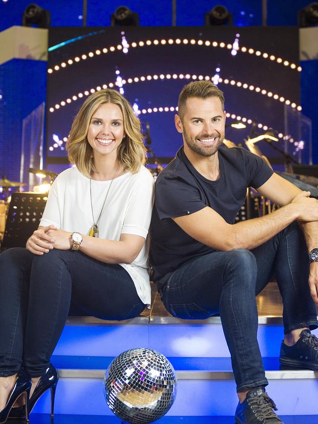 Edwina Bartholomew and Daniel MacPherson were the hosts when DWTS was axed by Channel 7. Picture: Eugene Hyland