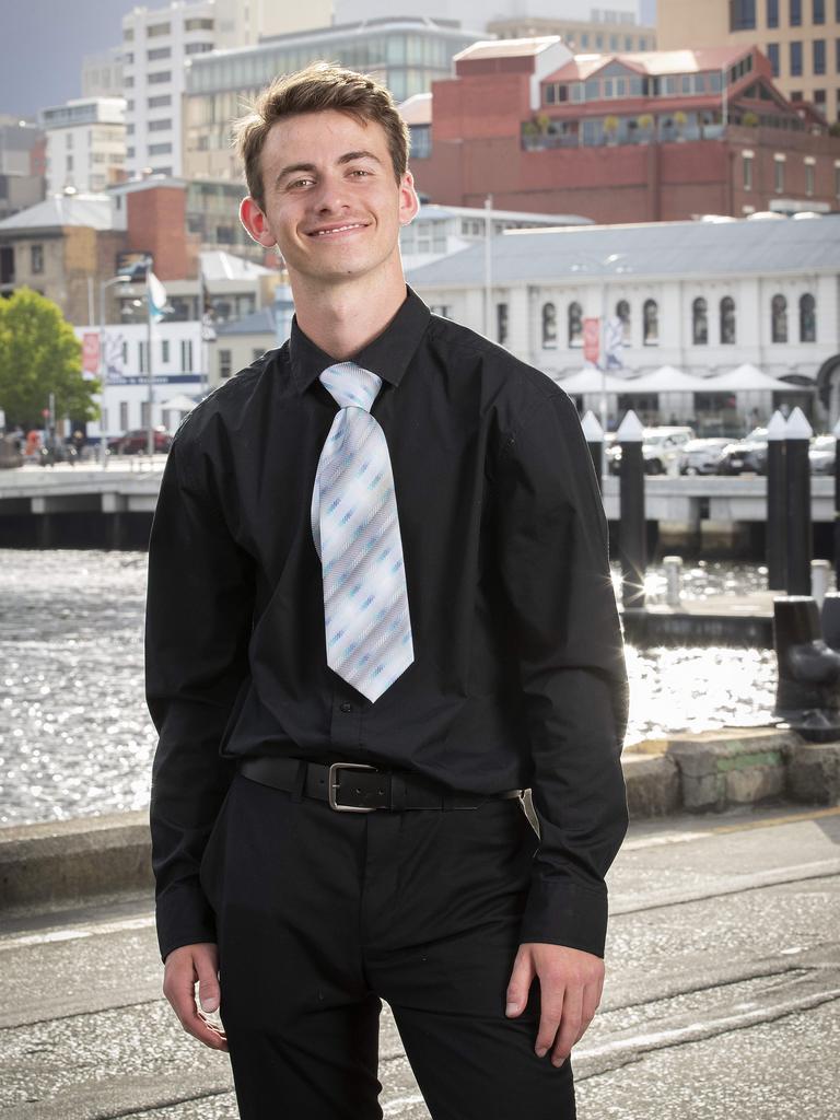 Hobart College leavers Dinner 2021 at the Hobart Function and Conference Centre, Samuel Pursell. Picture: Chris Kidd