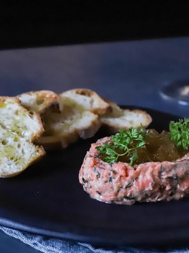 The Wine Library’s trout rillette with chervil and pork hock jelly. Picture: Jenifer Jagielski