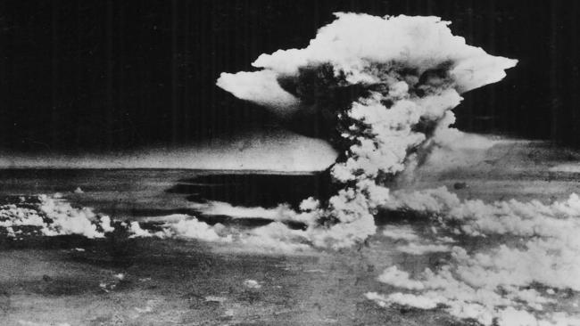 A mushroom cloud billows into the sky about one hour after an atomic bomb was detonated above Hiroshima, Japan. Picture: AP