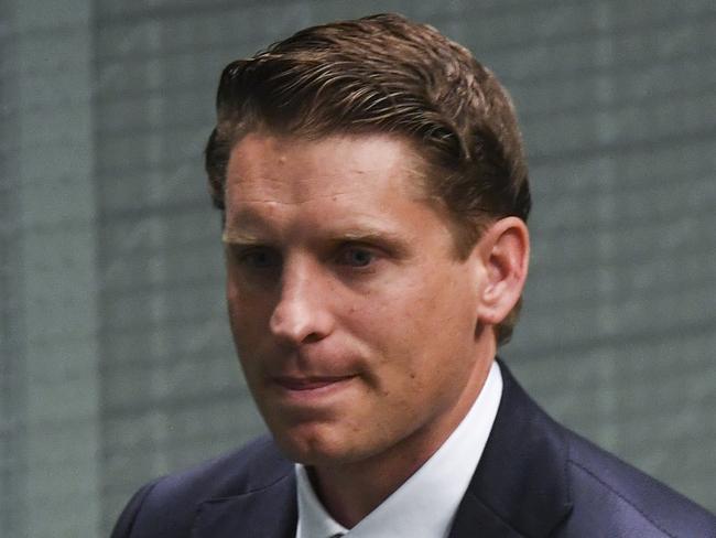 Liberal MP Andrew Hastie is seen during a suspension motion on Angus Taylor in the House of Representatives Parliament House in Canberra, Monday, November 25, 2019. (AAP Image/Lukas Coch) NO ARCHIVING