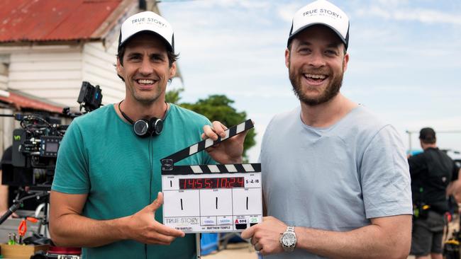 Andy Lee and Hamish Blake on the set of True Story.