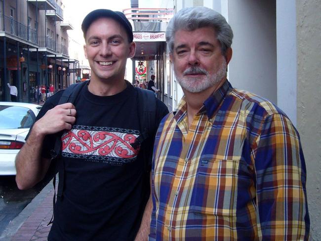 Film producer Adam St John with director George Lucas / Facebook