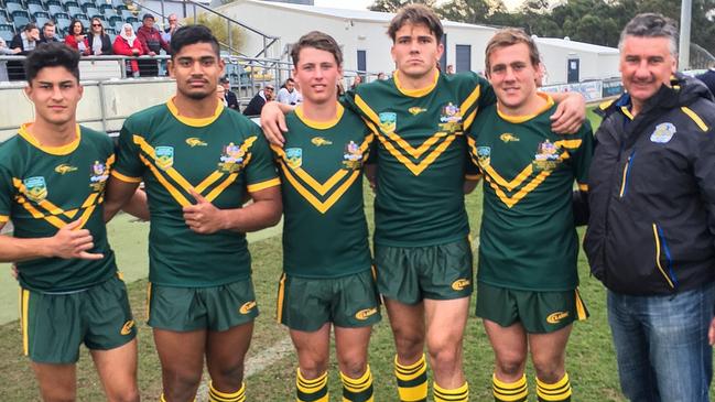 Parry, third from the right, played Australian Schoolboys with Dylan Brown and Oregon Kaufusi.