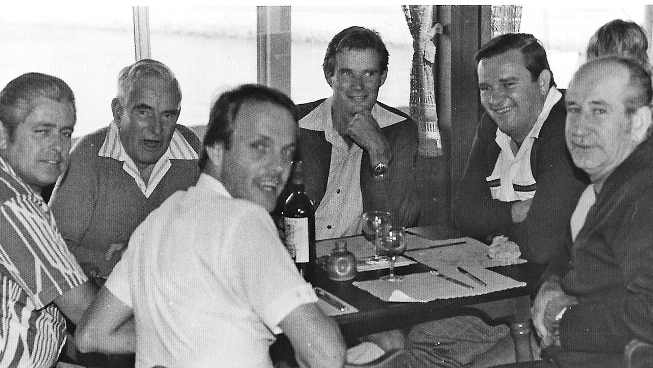 The Project Team working on the Sunshine Coast Daily's launch plans off site (on the floating restaurant on Bradman Ave). Left to right: John Jones, Bob Groves, John Devers, Bruce Laming, David Lonsdale, Arthur (Knobby) North.