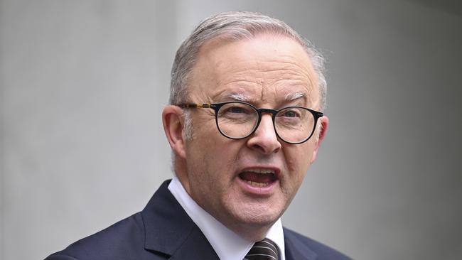 Anthony Albanese at a press conference at Parliament House on Friday. ‘We will look for other paths and roads to success’ in donations reforms, he said. Picture: NewsWire / Martin Ollman