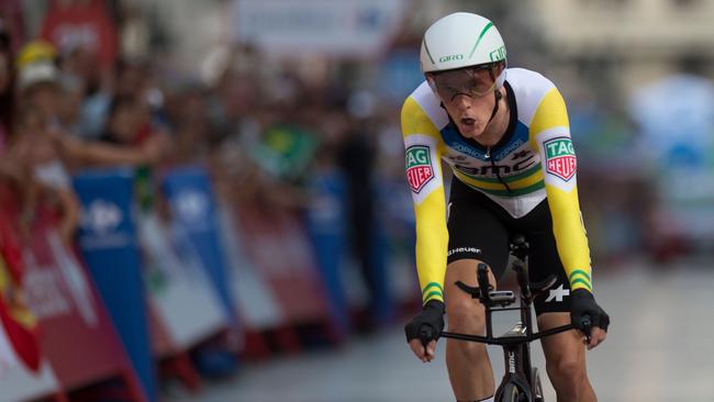 Rohan Dennis wins the first stage of the 73rd edition of La Vuelta Tour of Spain last month. Picture: Jorge Guerrero / AFP