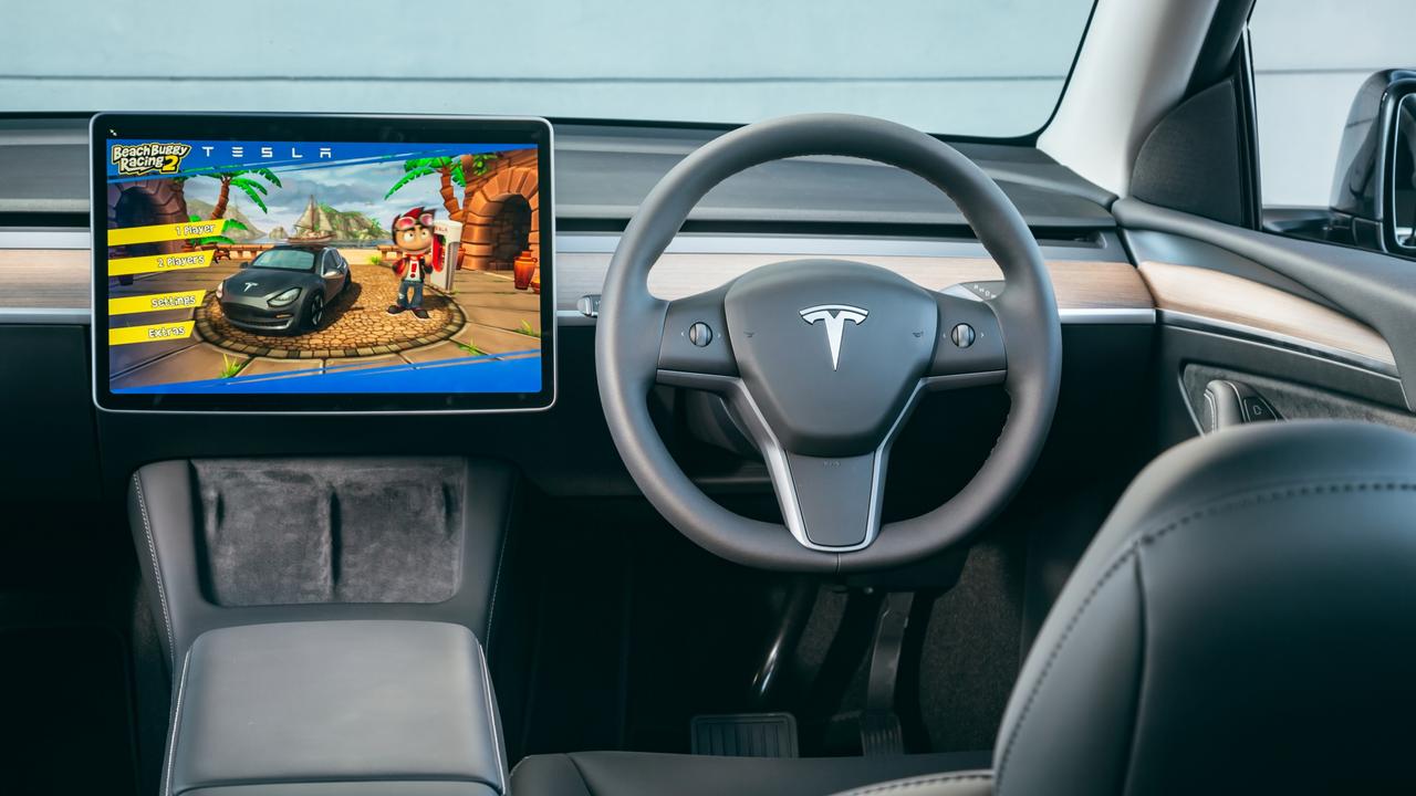 The Model Y Long Range doesn’t have the killer stereo of the Model 3 Long Range. Picture: Thomas Wielecki.