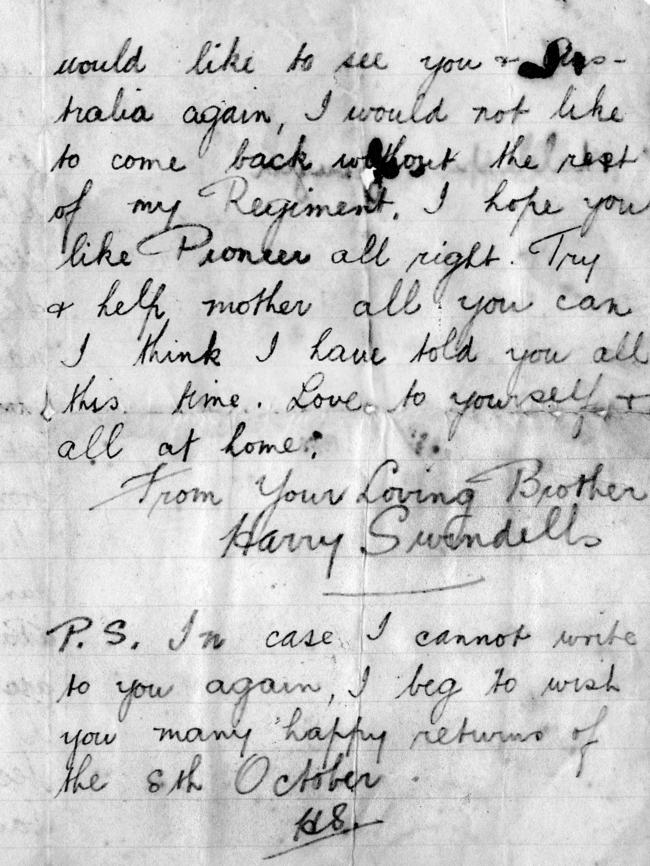 Harry’s letter to his sister Clara.