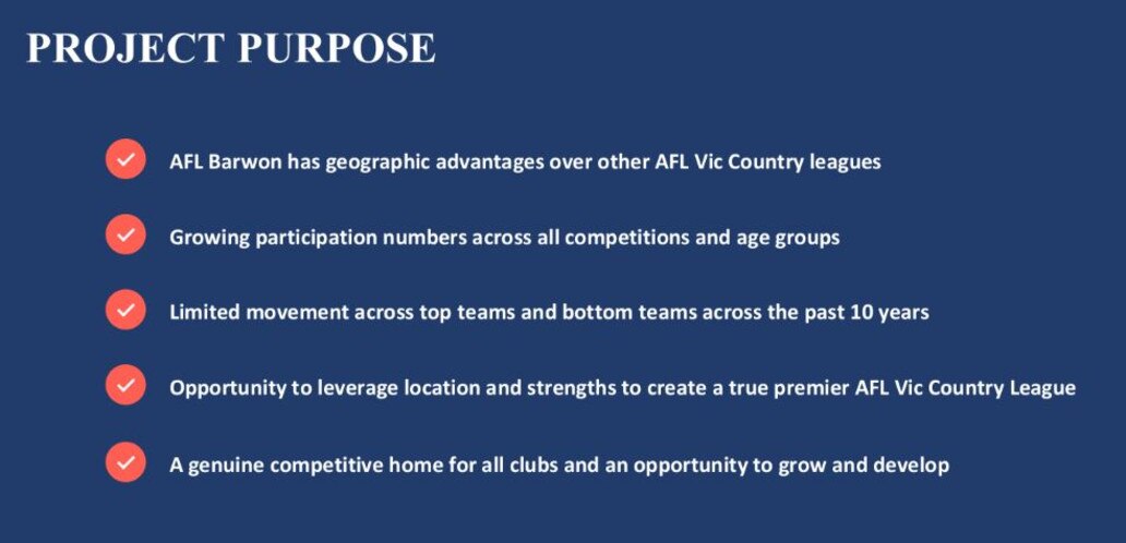 AFL Barwon's reasons for undertaking the changes.