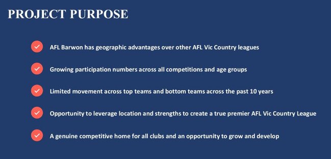 AFL Barwon's reasons for undertaking the changes.