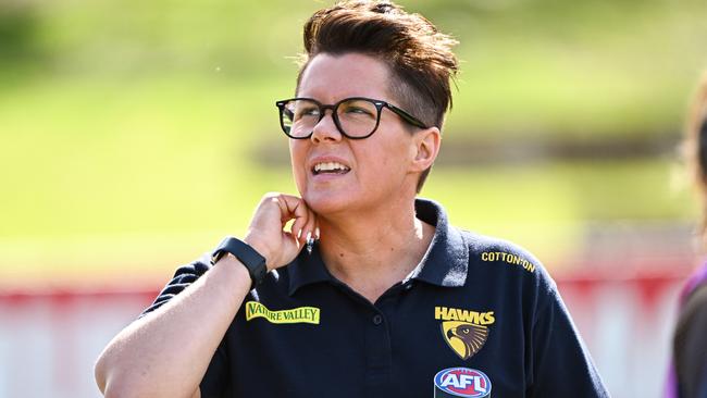 Hawthorn coach Bec Goddard pushed hard for the Hawks-Bombers clash to be moved. Picture: AFL Photos/Getty Images