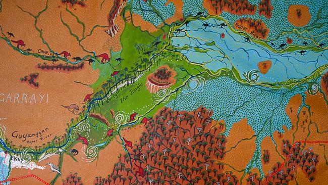 Part of the 13-metre map petition made by Arnhem traditional owners calling for protection of the Roper River. Picture: Supplied