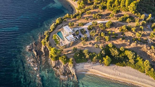 Overlooking this waterfront property in Chalkidiki, Greece.