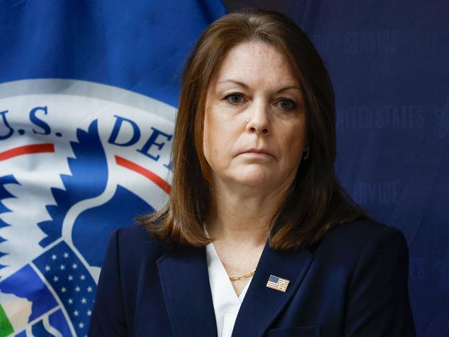 United States Secret Service Director Kimberly Cheatle looks on during a press conference at the Secret Service’s Chicago Field Office. Picture: AFP