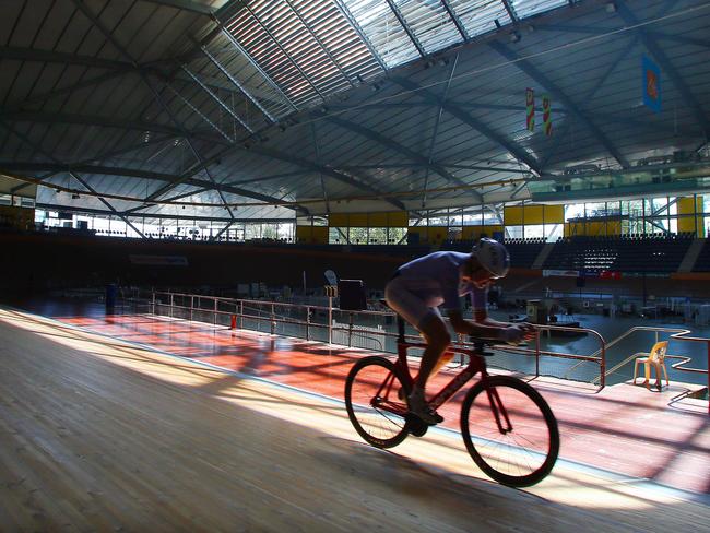 Former world cycling champion Geoff Stoker at The Dunc Gray velodrome. Picture: Phil Rogers