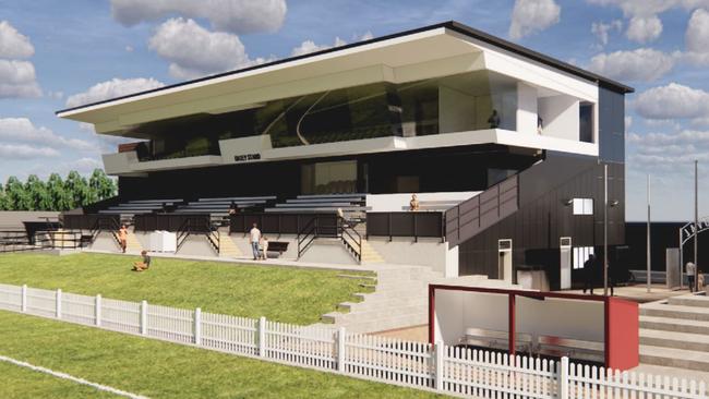 Architectural renders of upgrades to the Oatey Stand at Unley Oval. Picture: Bell Architecture