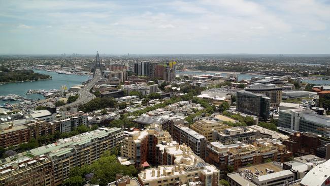 Pyrmont and the Anzac Bridge in Sydney. Picture: Jonathan Ng