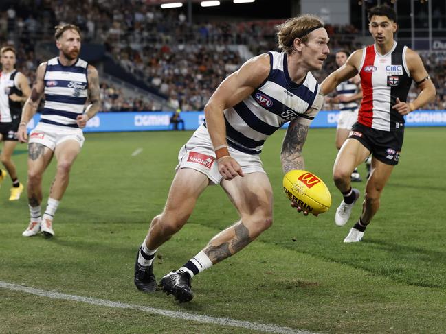 Tom Stewart is leading a rock-solid Geelong defence. Picture: Getty Images