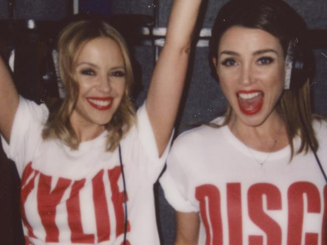 Kylie and Dannii Minogue recording Christmas duet