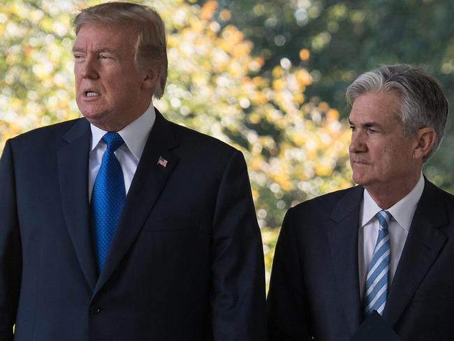 US President Donald Trump and Federal Reserve chairman Jerome Powell. Picture: AFP