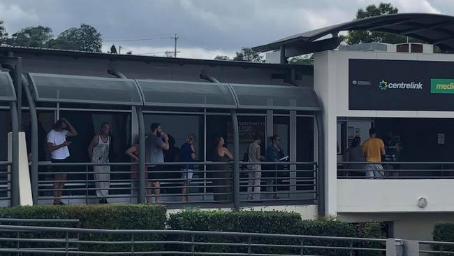 People lined up at Gympie Centrelink.