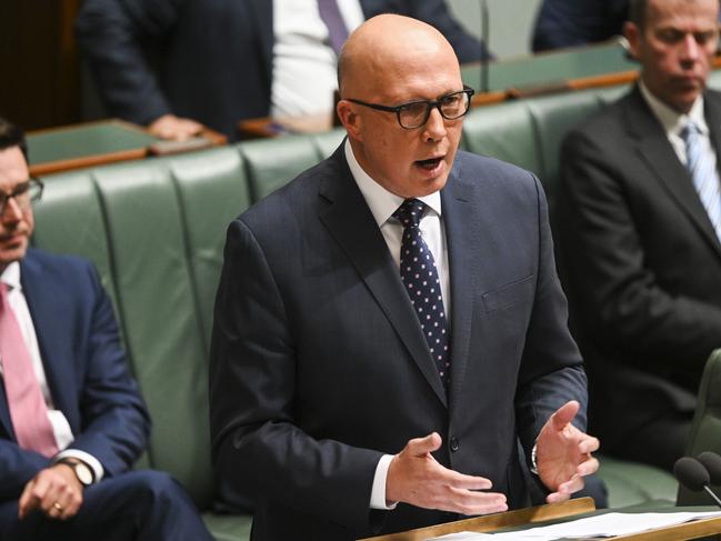 Opposition Leader Peter Dutton has thrown his support behind new laws banning Nazi symbols. Picture: NCA NewsWire / Martin Ollman